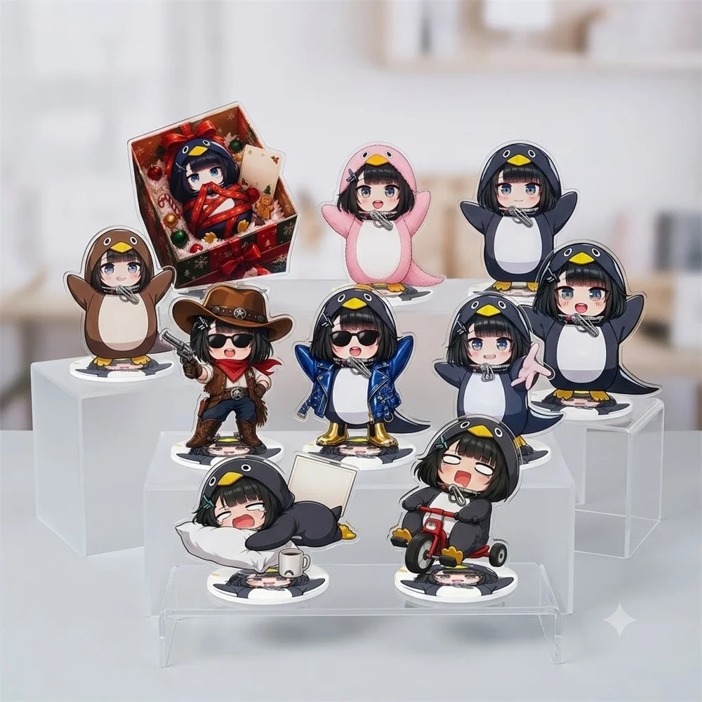 10CM Anime Gugugaga - Little Penguin Acrylic Keychain Stand Model Cosplay Characters Ornament Accessories Goods Collection Gifts