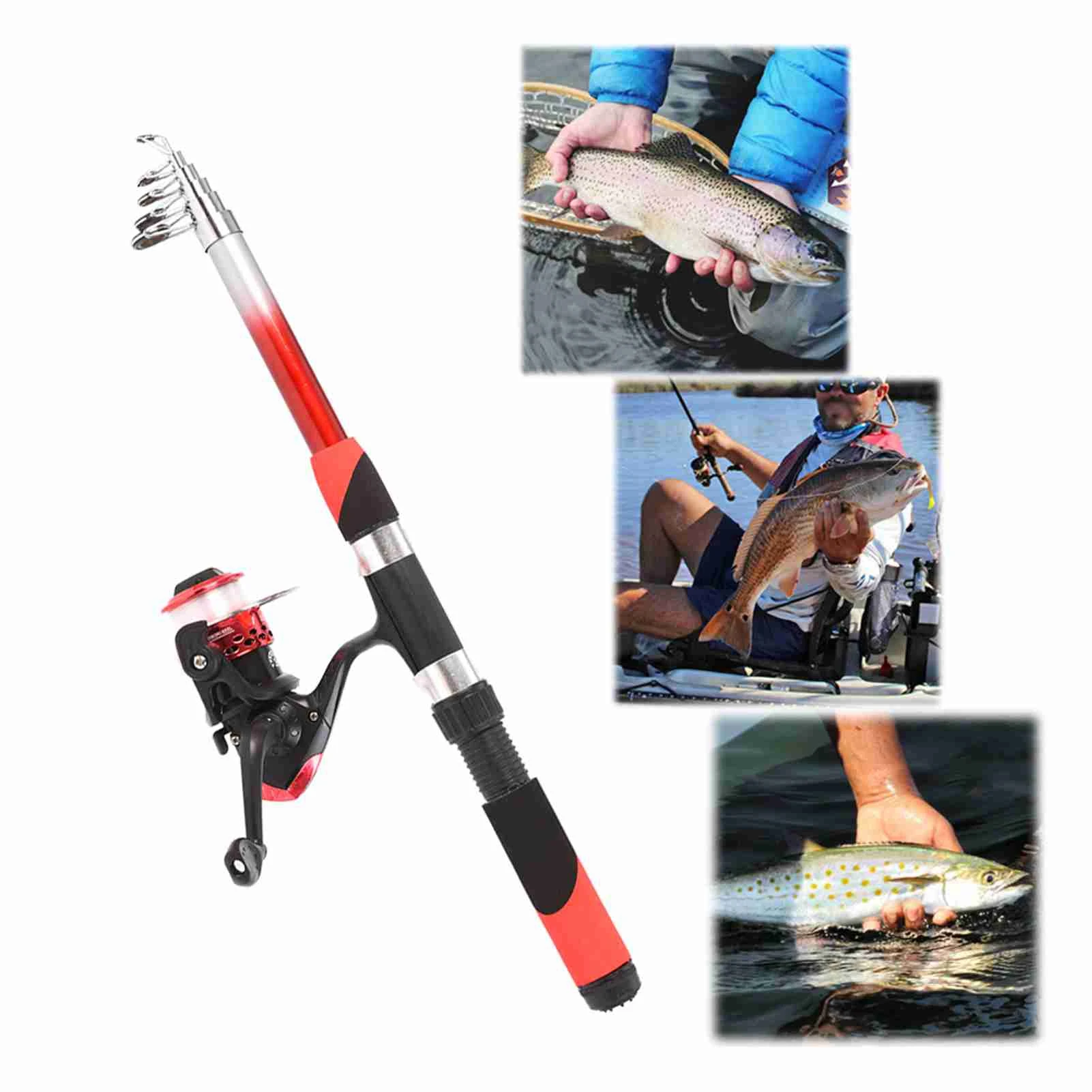 Fishing Pole Combo Set 2.1m Portable Telescopic Fishing Rod and Reel Complete Kit fishing rod and reel combo fishing accessories