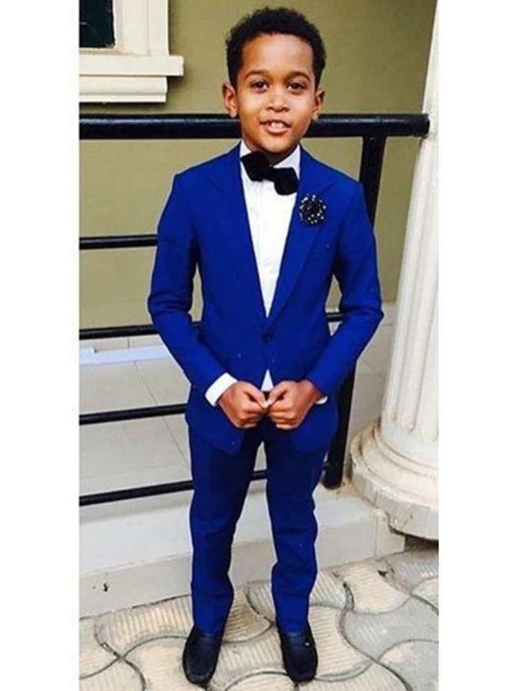 

Royal Blue One Button Boys Tuxedos Notched Lapel Formal Child Suit Blazer Pants Set Kids Suit for Wedding 2 Piece