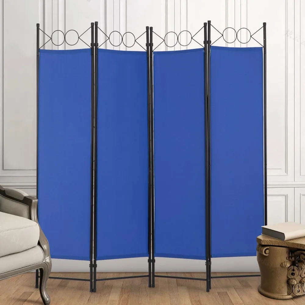 4 Panel Room Divider 6FT Steel Frame Screen Folding Privacy Divider Freestanding Partition for Home Office Bedroom