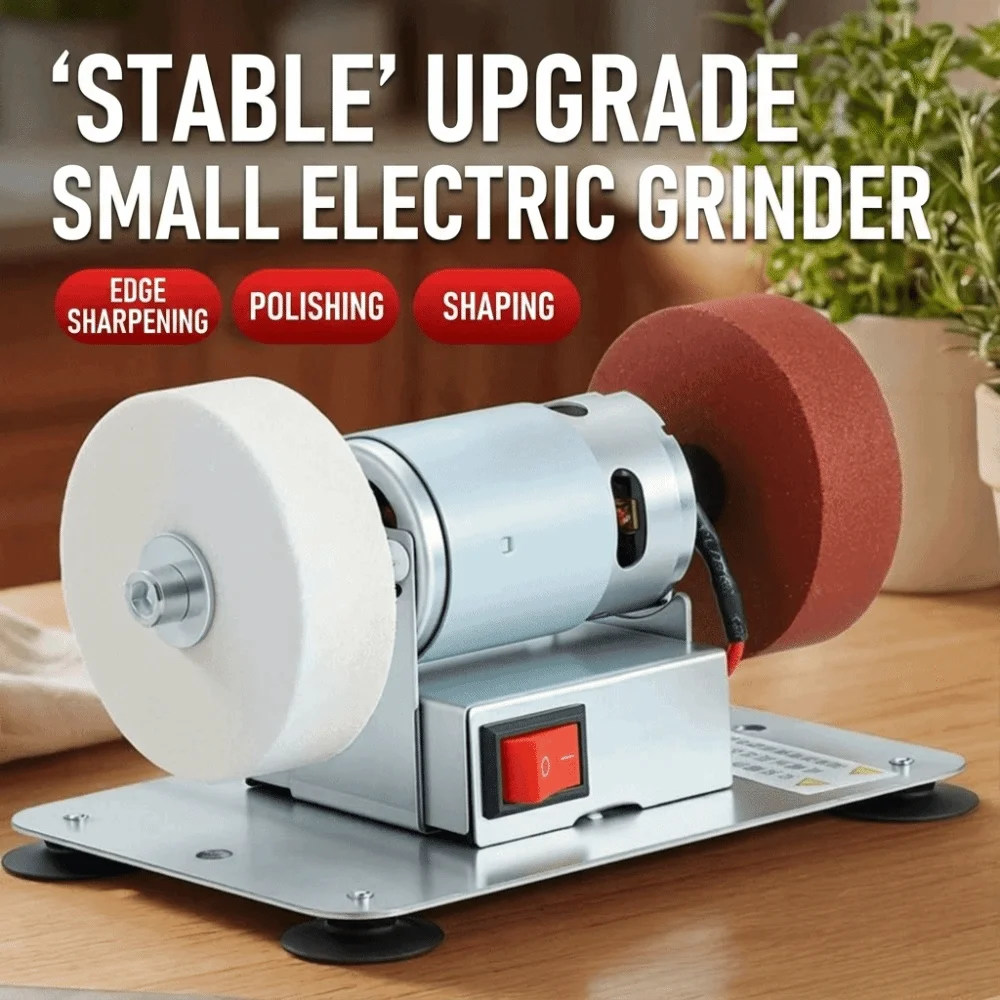 Durable Speed Adjustable Mini Bench Grinder Space-Saving Sturdy Base Electric Grinder for Home EU Plug Desktop Grinding Machine