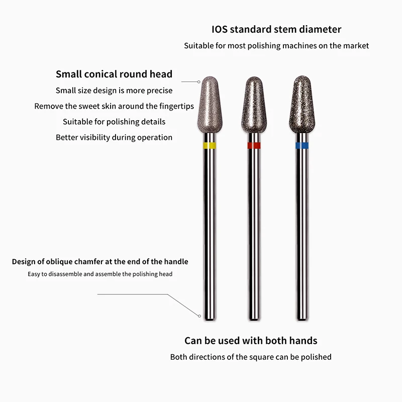 Brocas eléctricas para uñas, cabezal de pulido de cabeza redonda, herramienta de manicura de acero de tungsteno, cabezal de pulido de pedicura, lijadora