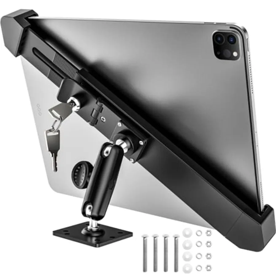 

Security Car Tablet Mount Industrial Heavy Duty Tablet Holder with Lock Key 360 Swivel Anti-Theft Stand for ELD Semi Truck Comm