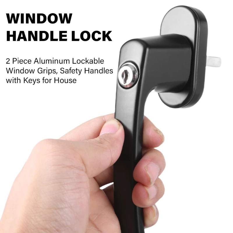 Lockable Window Handle With Key & Screws Stainless Steel Balcony Door Handle Child Safety Window Lock Easy to Install