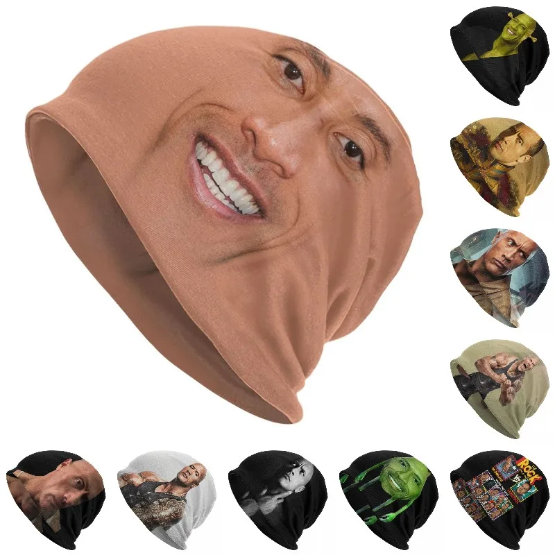 Custom The Rock Dwayne Meme Beanie Cap Unisex Winter Warm Bonnet Homme Knitting Hats Outdoor Ski Skullies Beanies Caps