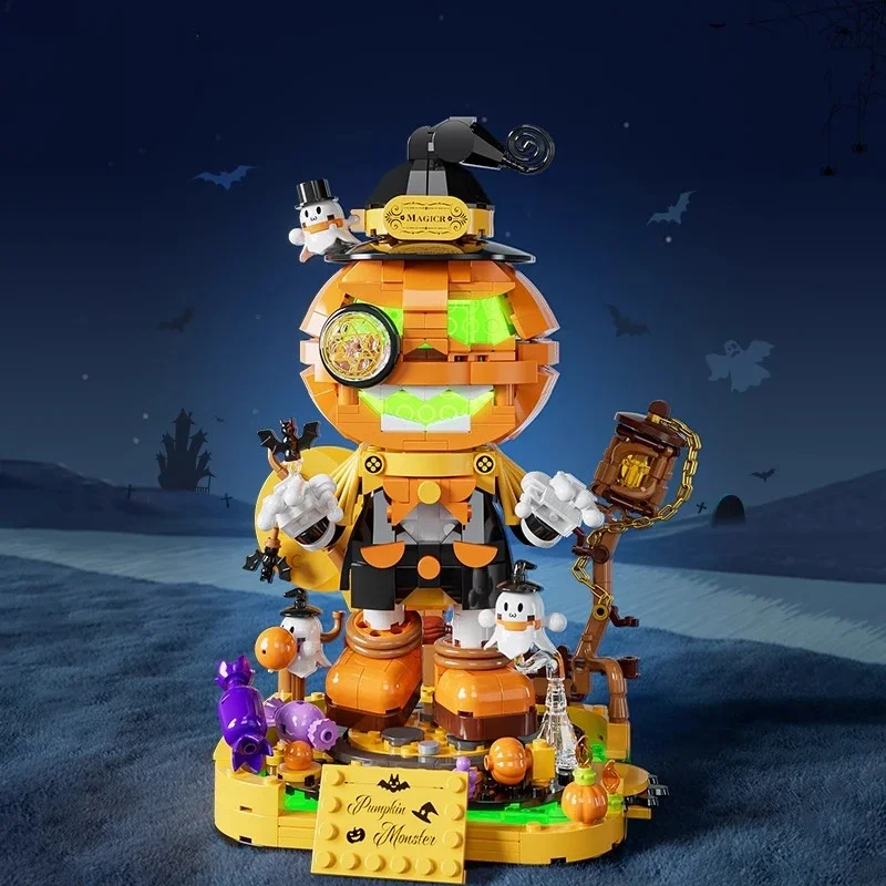 Halloween Pumpkin Elf Building Blocks Patchwork Puzzle Toys Small Particles Model Desktop Decorations Halloween Gift