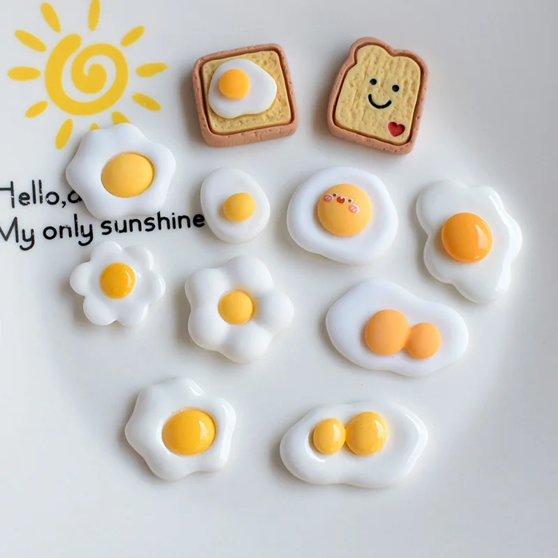 Food Style Hard Resin Shoe Charms Decorations Toast Poached Egg Shoe Buckle Accessories Double Yolked Eggs Clog Badges Clips Pin