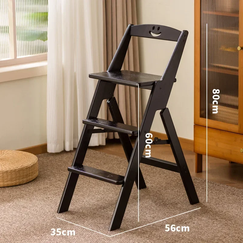 Bar stool backrest foldable stool free installation folding chair household dining stool three-step ladder stool