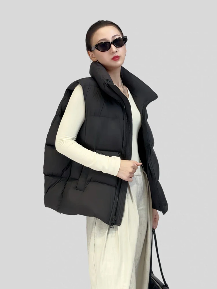 Autumn Winter Stand Collar Puff Fluffy Down Vest Female Sleeveless Waterproof Waistcoat Women White Duck Down Warm Thicken Vest