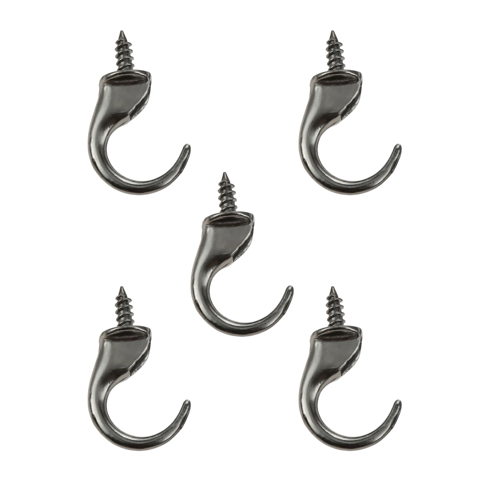 5pcs Dropped Ceiling Hooks Metal Screw-in Cup Hanger Black 48mm/1.89in Windproof Suspended Self-Tapping Hanging Light Mug Plant