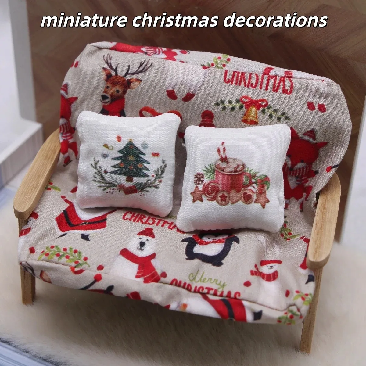 DIY Dollhouse Miniature Christmas Decorations Room Pillows Scene Decoration Props Miniature Accessories for Christmas Decoration