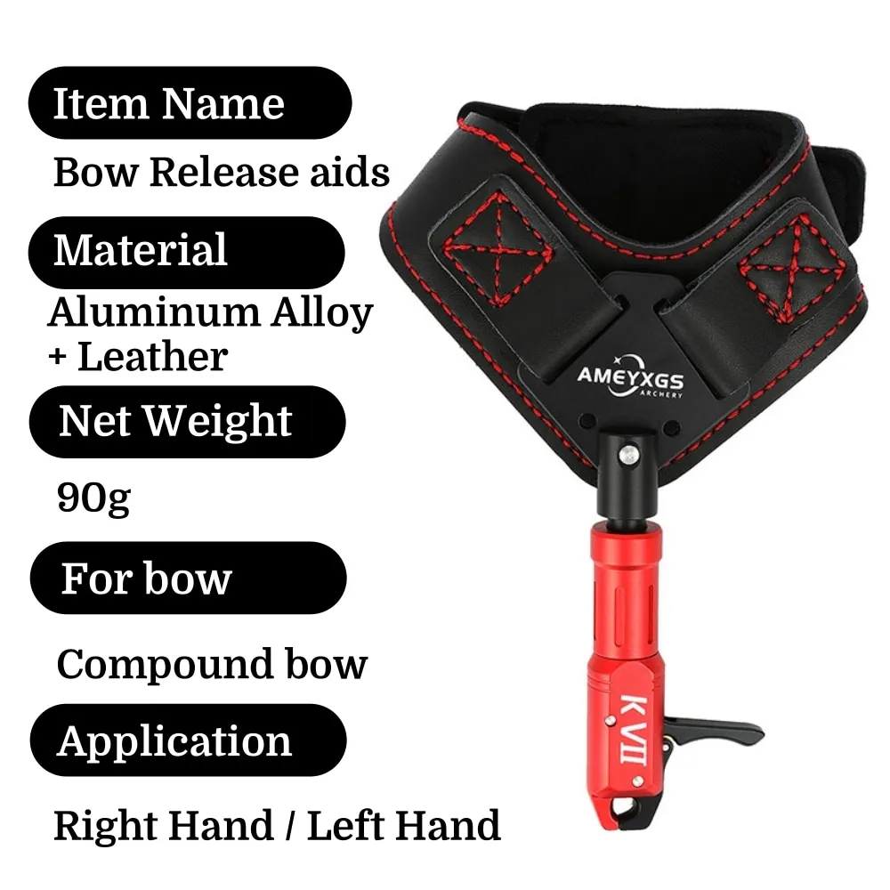 Archery Wrist Release Aid Hunting Compound Bow 6061 Aluminum Alloy Finger Trigger Caliper Strap 360° Release for Adults