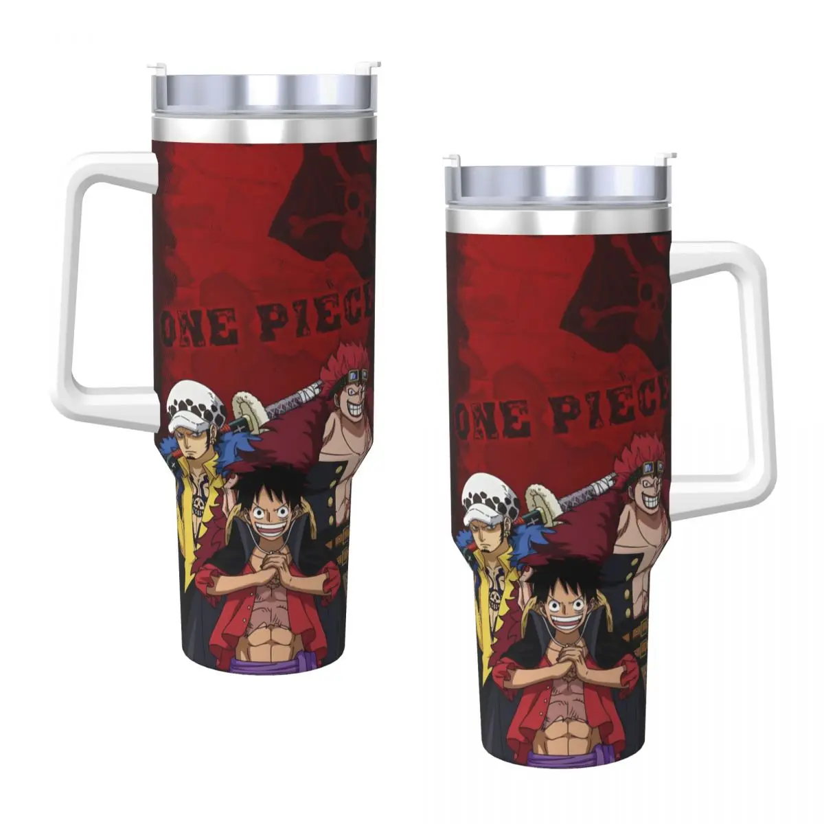 Stainless Steel Tumbler O-One Anime P-Piece Car Mugs With Straws Beach Hot Drinks Water Bottle Insulated Large Thermal Cups