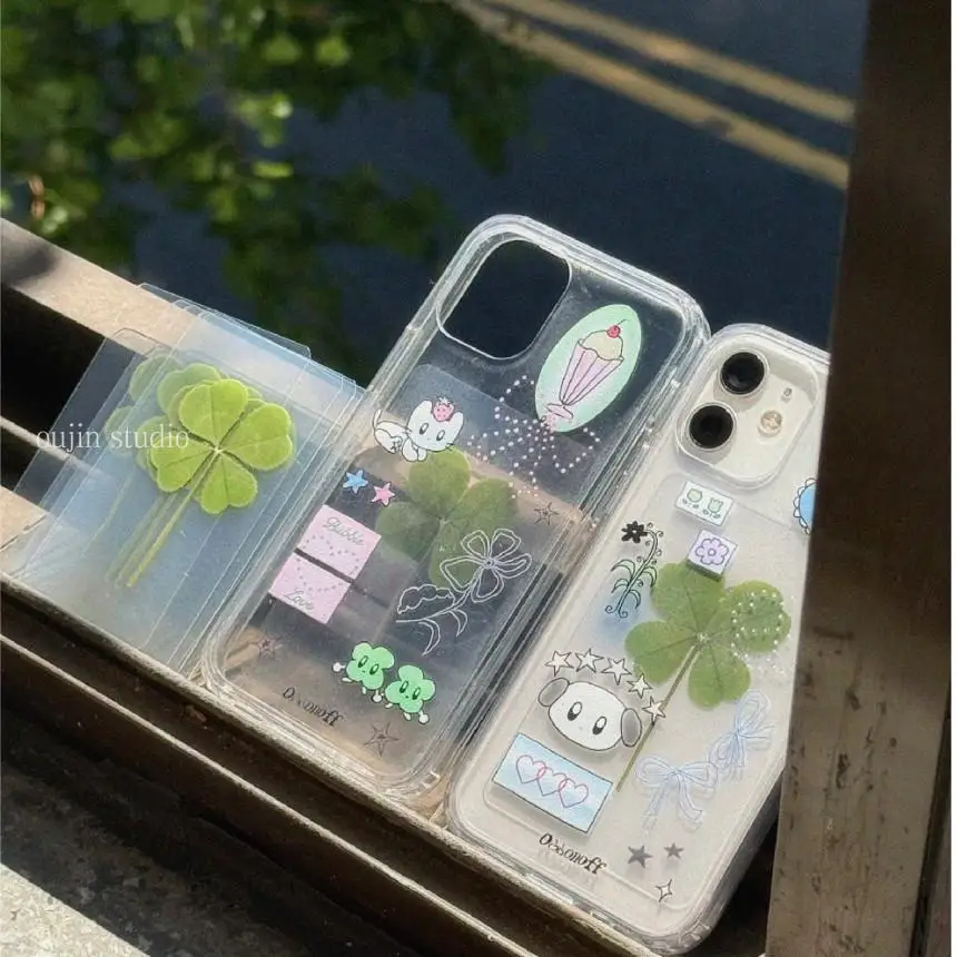 Korean ins creative illustration cute bear stars for 16/15pro/15promax/14/13/12  apple protective case acrylic