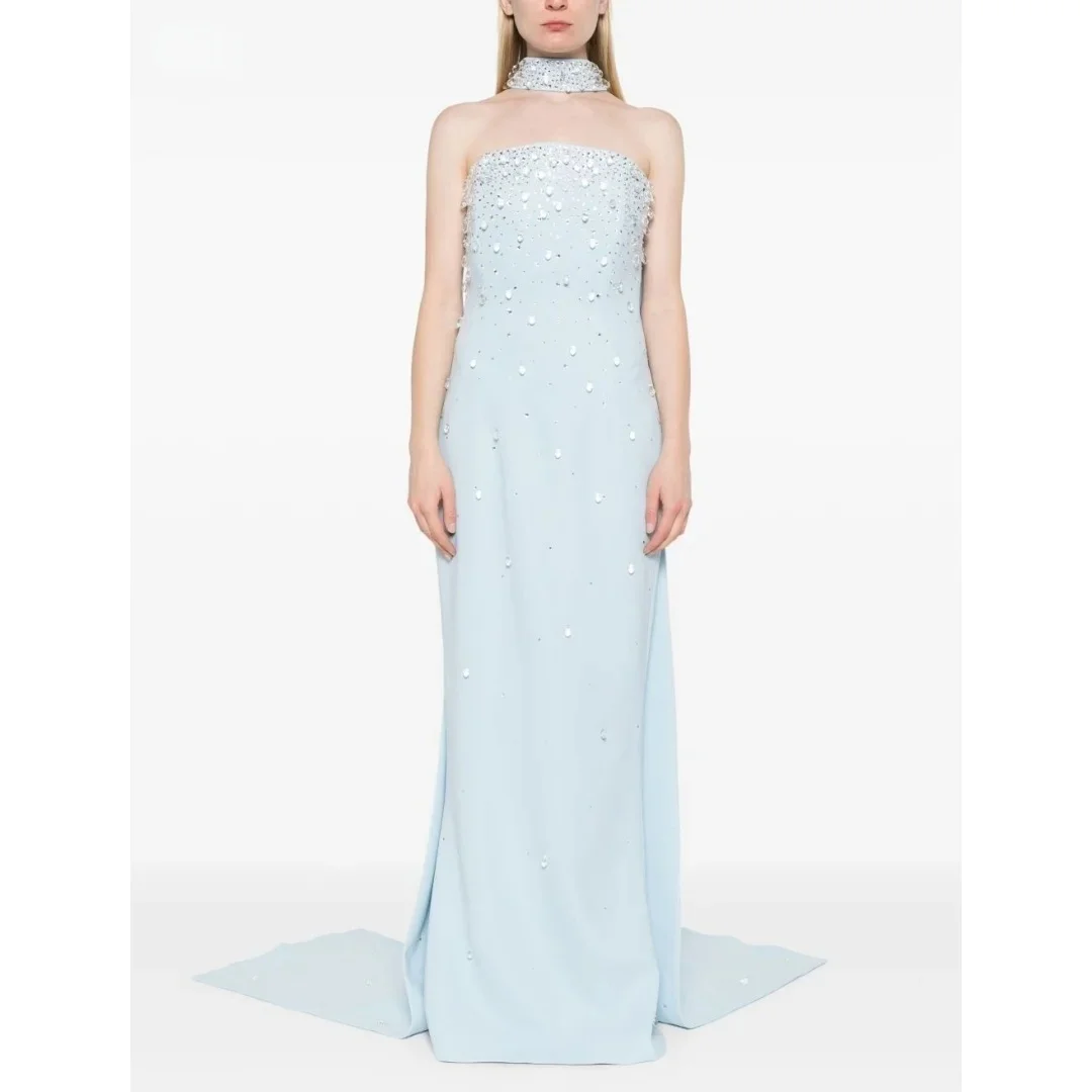 

Beaded Party Strapless Long Bespoke Occasion Gown Evening Dresses Pastrol Unisex Jersey Retro Dubai Saudi Arabic Prom Customized