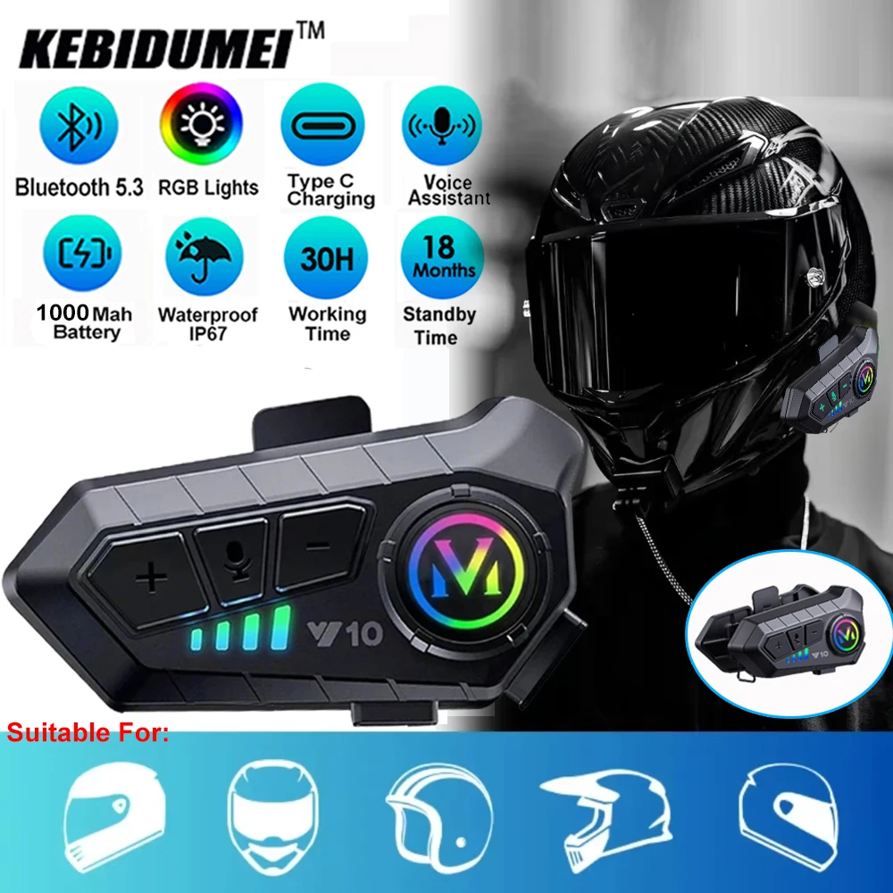 

Wireless Bluetooth 5.3 Helmet Headset Hands-Free Call Motorcycle Earphone Waterproof MP3 Music Player Speaker Kit for Moto