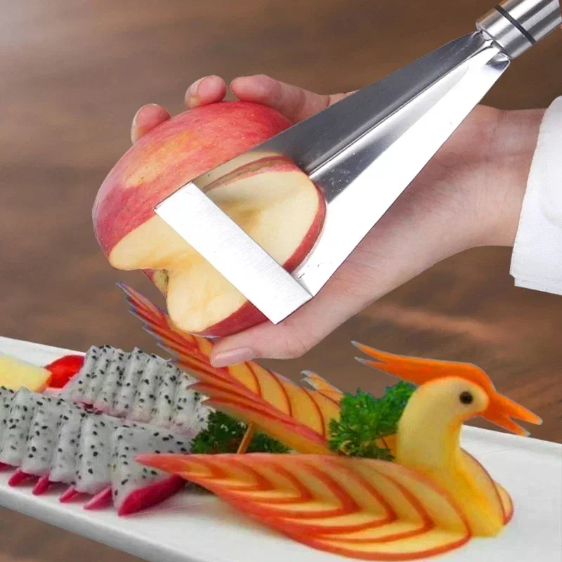 

Stainless Steel Fruit Carving Knife Triangular Shape Vegetable Cutting Slicer Platter Non-slip Blade DIY Kitchen Food Carve Tool