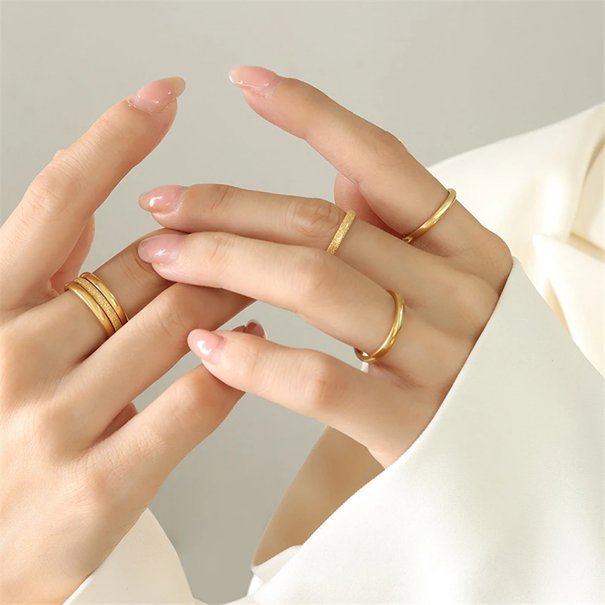 316L Stainles Steel Simplicity Extremely Fine Smooth Surface Frosting Ring For Women Fine Fashion Advanced Jewelry Party Gift