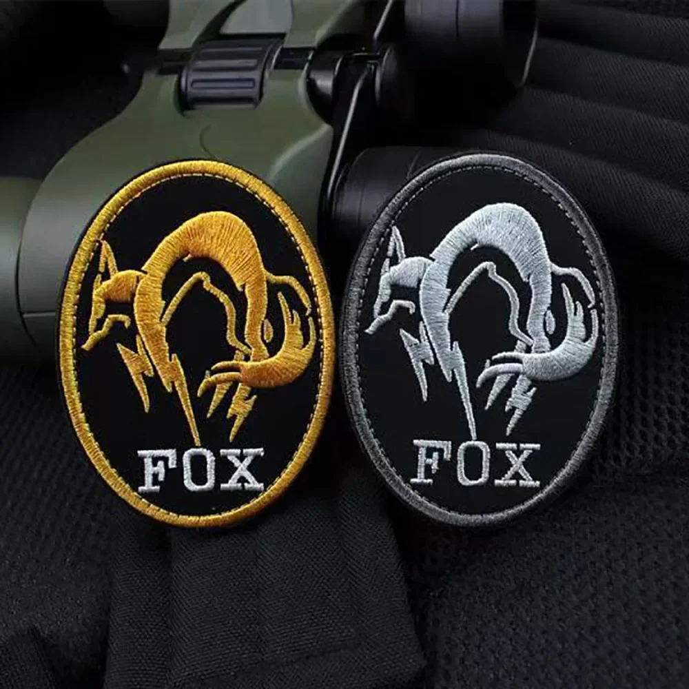 FOX Metal Gear MGS Foxhound Patch Military Tactical Troop Morale Embroidery Hook&loop Patches for Clothing Backpack Applique