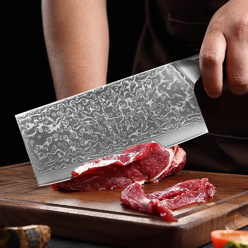 7.5 inch Cleaver Knife Japanese Damascus Steel 67 layers Chef Knife Super Sharp Chinese style Kitchen knife Abalone shell Handle