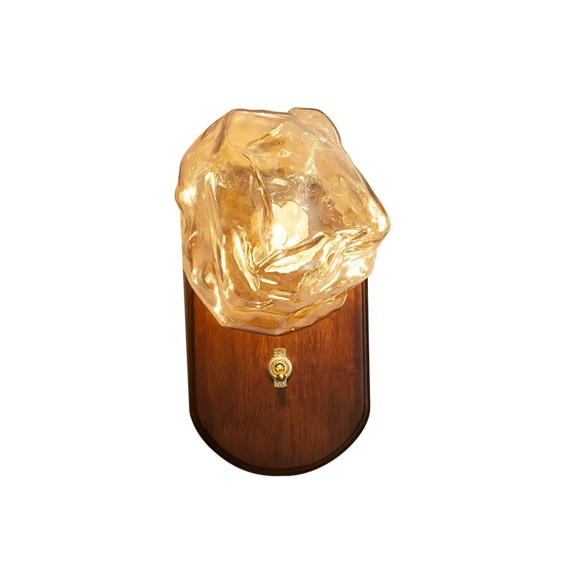 

Bedroom bedside wall lamp American medieval living room background wall corridor lamp walnut retro atmosphere lamp