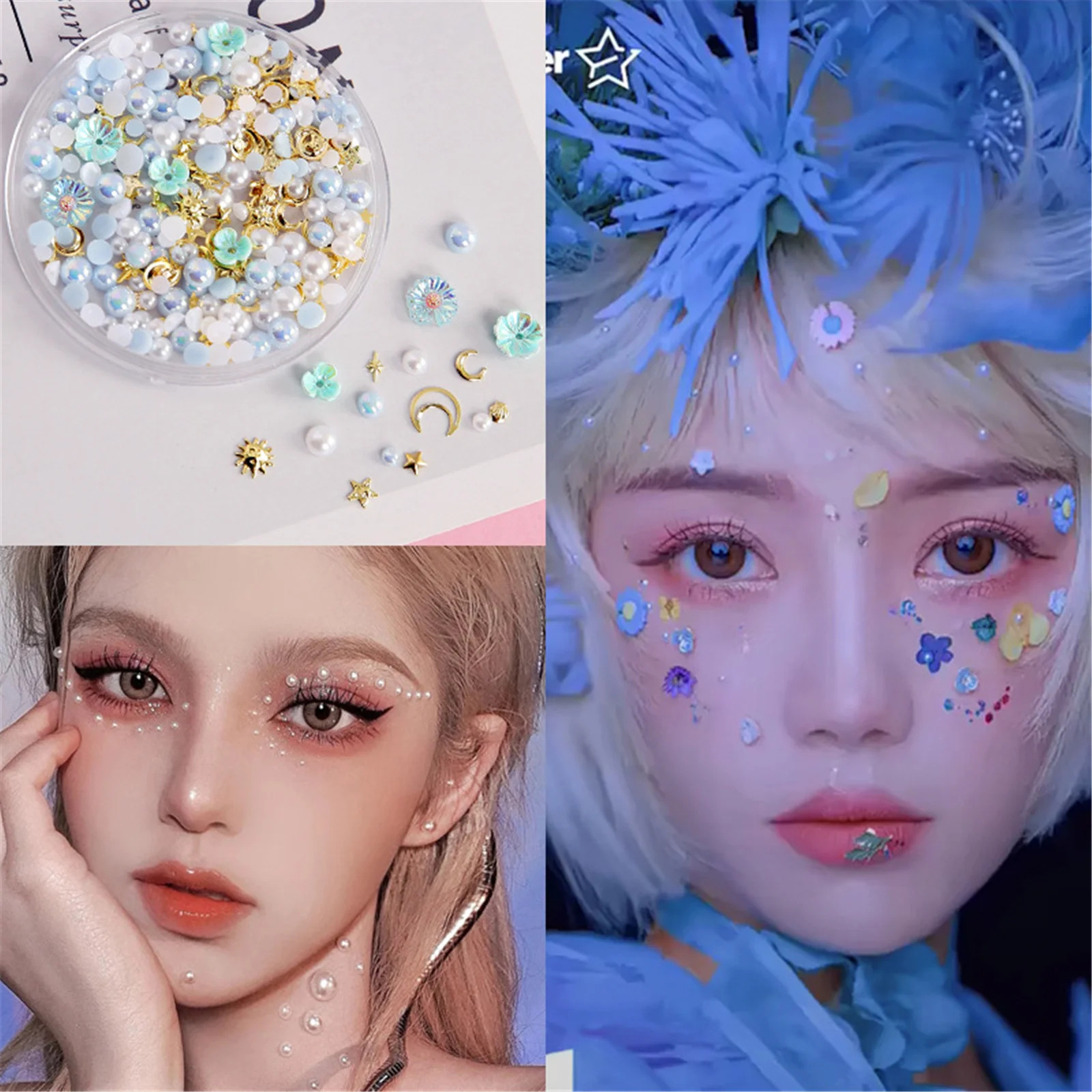 

1 Box Iridescent Butterfly Flower 3d Nail Art Decorations Mixed Size Bridal Eyes Makeup Face Sequin Stickers Diy Manicures Tools