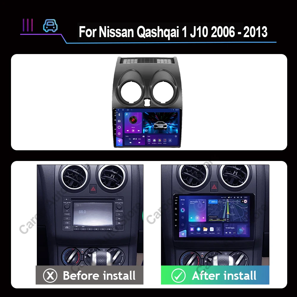 Android 15 For Nissan Qashqai 1 J10 2006 - 2013 Auto Radio Stereo Multimedia Player GPS Navigation DVD 4G High-performance CPU
