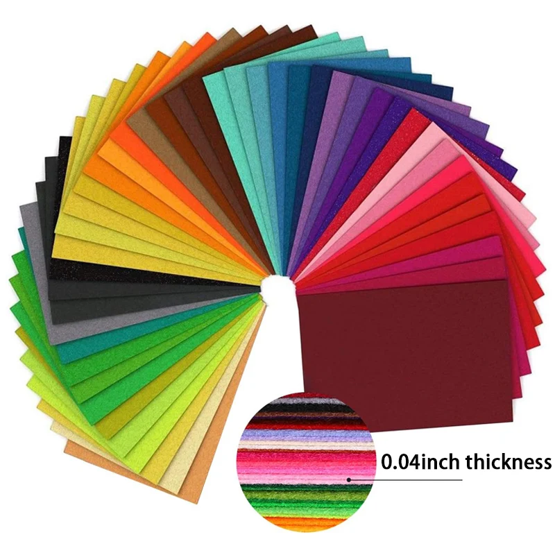 

40Colors Squares Felt Fabric Sheets Patchwork Sewing DIY Craft 1mm Thick With Sewing Kit Soft Nonwoven Patchwork Decoration