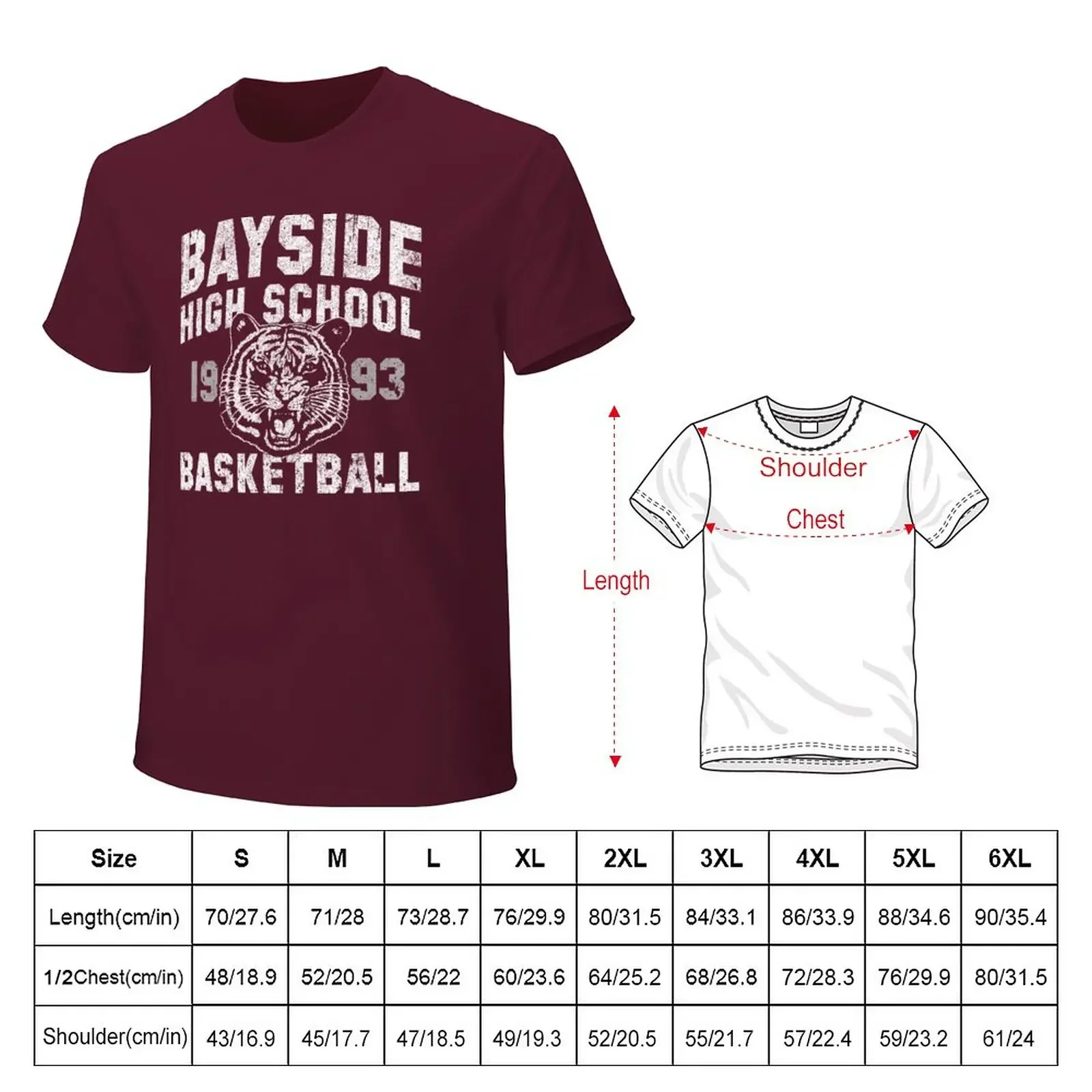 Bayside High Tigers Basketball T-Shirt kawaii clothes hippie clothes mens plain t shirts