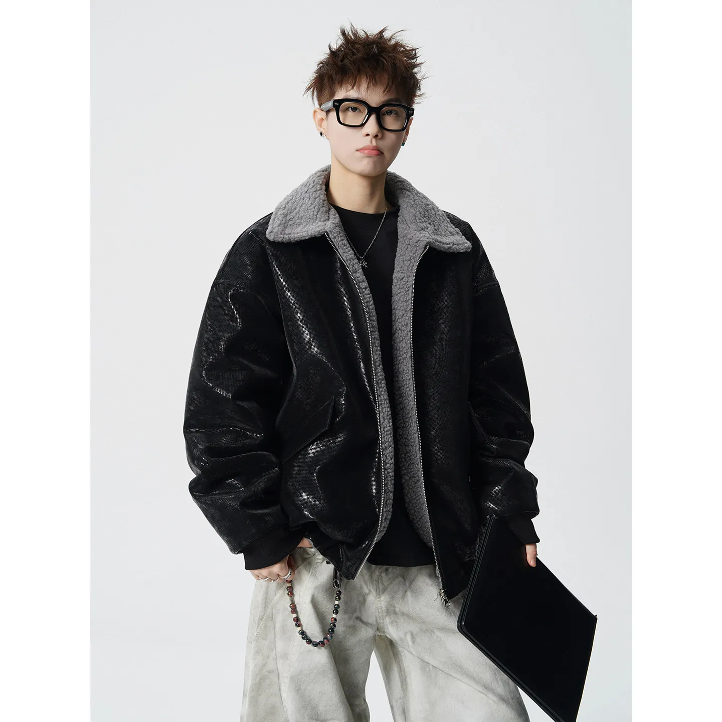 American Retro Thickened Double-sided Wear Collar Cotton Jacket Men Women Trendy Brand American Warm Versatile Cotton Coat Ca...