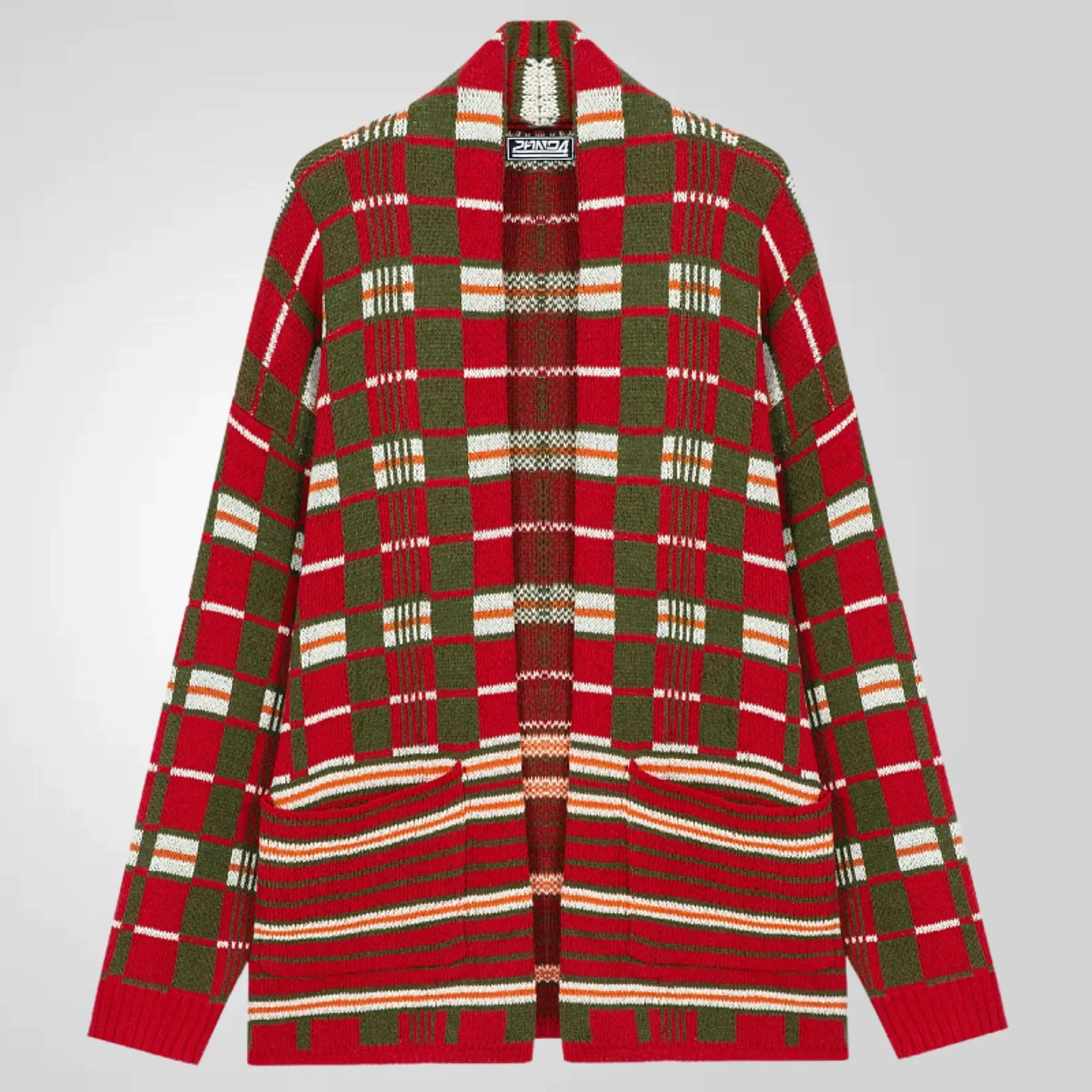 

Autumn and winter men's elegant and fashionable versatile plaid knitted cardigan long loose oversized sweater jacket for men