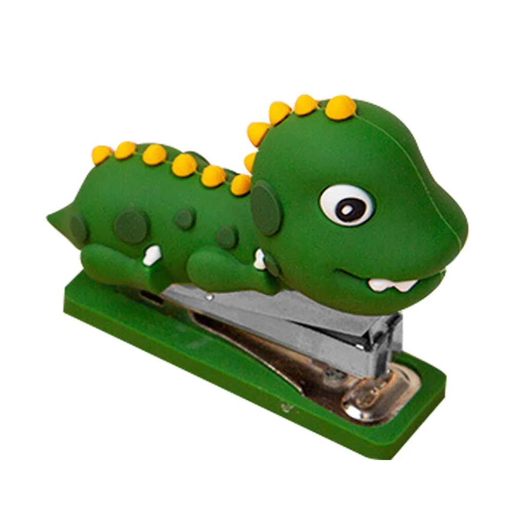 Mini grampeador reutilizável de silicone, ornamento de dinossauro, livreto, pequena ferramenta de grampeamento de papel fofo, decoração de mesa de escritório