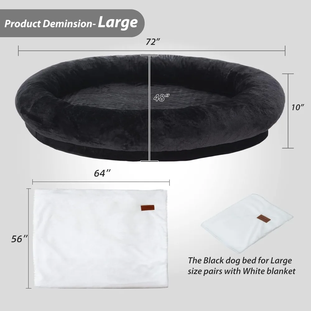 Large Human Dog Bed Bean Bag Bed for Humans Giant Beanbag Dog Bed with Blanket for People, Families, Pets,72