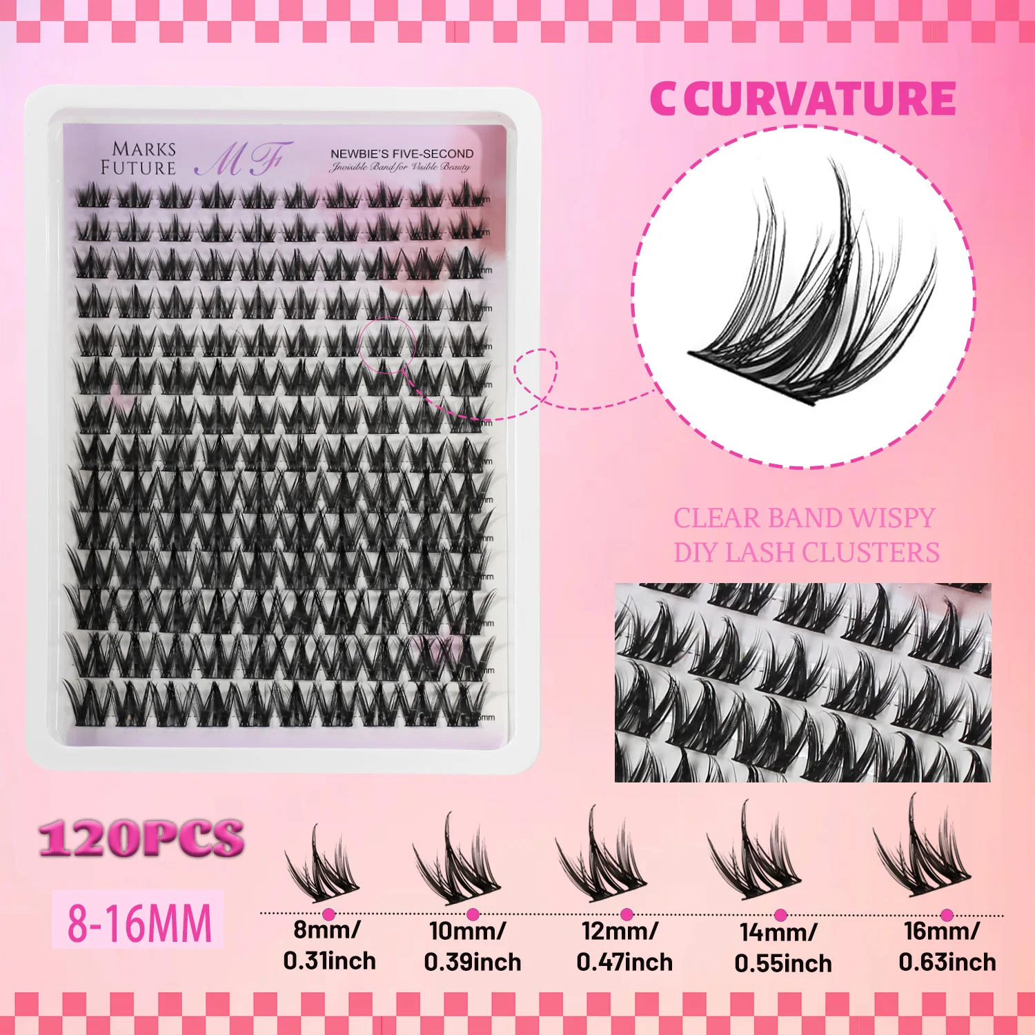 Eyelash Clusters, Manga-Style Eyelash Clusters, Spiked Cluster Eyelash Extensions, 140 Pieces, 8-16mm C Curl Individual Eyelashes, Thick Anime-Style Eyelash Clusters, Thin Strip Cosplay Eyelashes, DIY at Home (Cute), Black, Beginner-Friendly, Easy to Carry