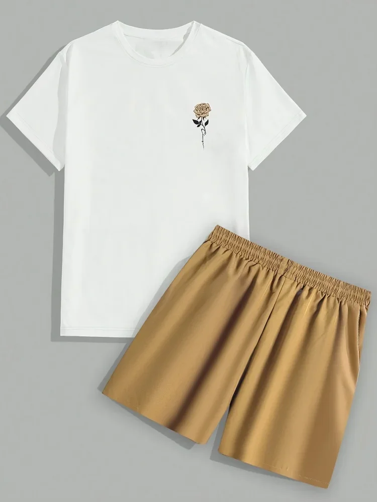 

New Summer Men's New York Style Short-Sleeve T-Shirts Set Two-Piece Outdoor Travel Apparel Relaxed-Fit Shorts Training Wear