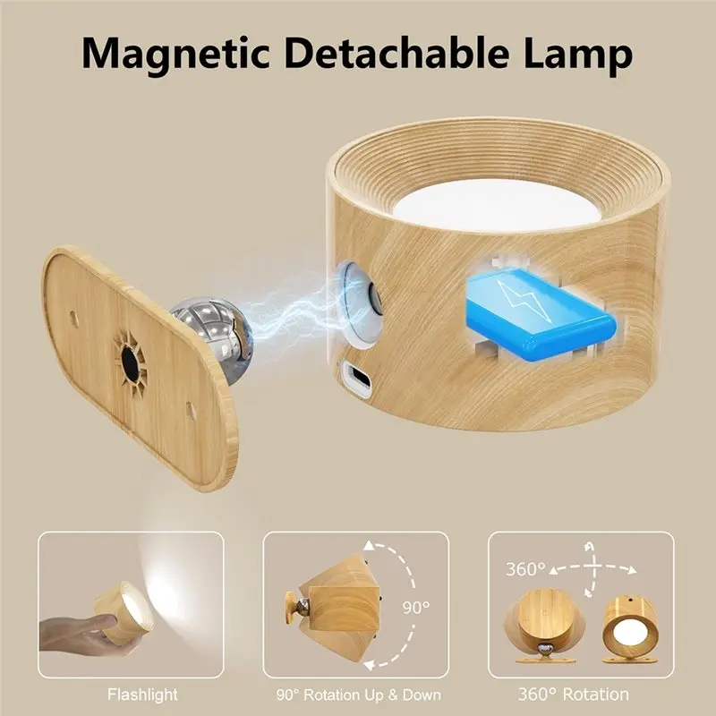 Magnetic Rechargeable LED Wall Sconces 2-Pack, No Drill Installation, Remote Control, 3 Color Temp Temperature Options-B51B