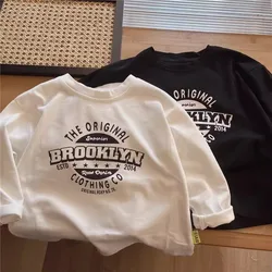 2025 Boys' Long Sleeved T-shirt Spring Autumn Wear Children's Round Neck Pure Cotton Base Shirt Baby Inner Casual Top