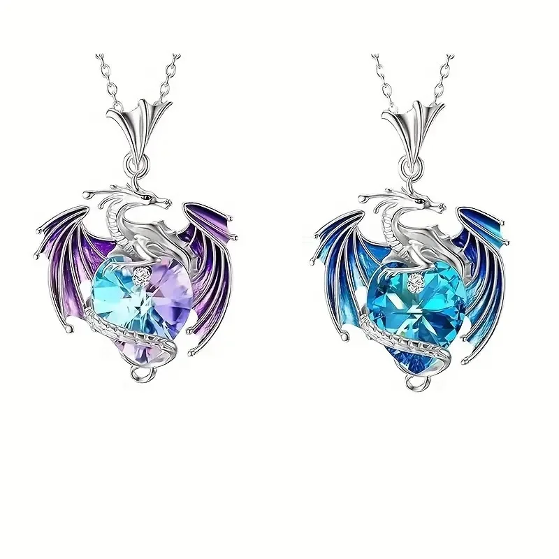 1pcs Hot Selling Dragon Ball Charm Love Birth Stone Flying Dragon Pendant Ring Multi Colored Alloy Women's Exquisite Necklace