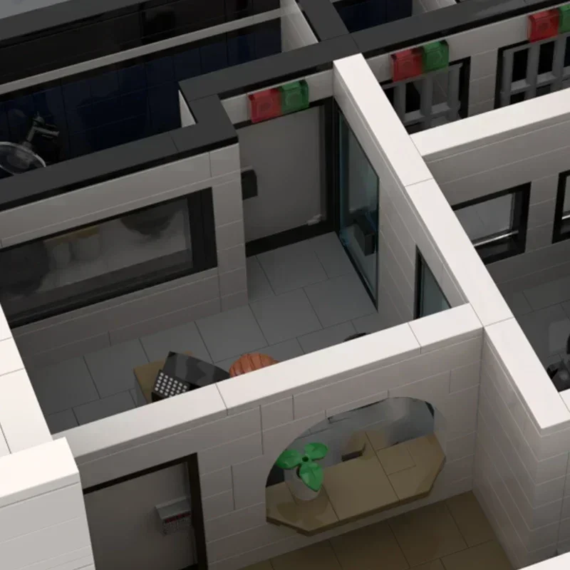 Stad Street View Model Moc Bouwstenen Moderne Politiebureau Technologie Modulaire Blokken Cadeau Kerst Speelgoed DIY Sets Montage