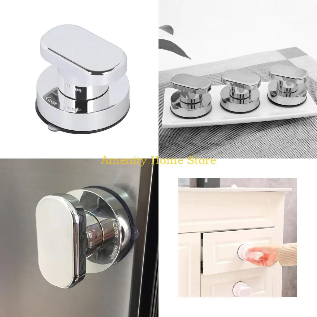 F26C Strong Suction Cup Drawer Glass Mirror Wall Tile Handles Toilet Bathroom Door Pulls Glass Door Pull Vacuum Absorb Knobs