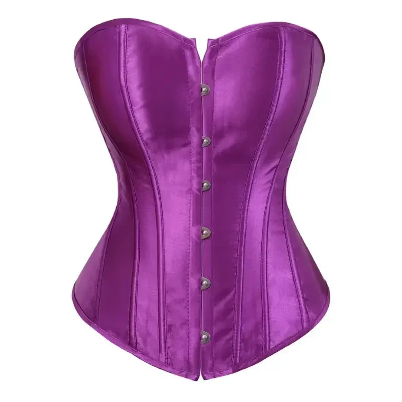 SN60 Overbust Corset Top Satin Sexy Bustier Women Burlesque Lace Up Body Shaper Gothic Vintage Slim Corsets Plus Size Corset1 @