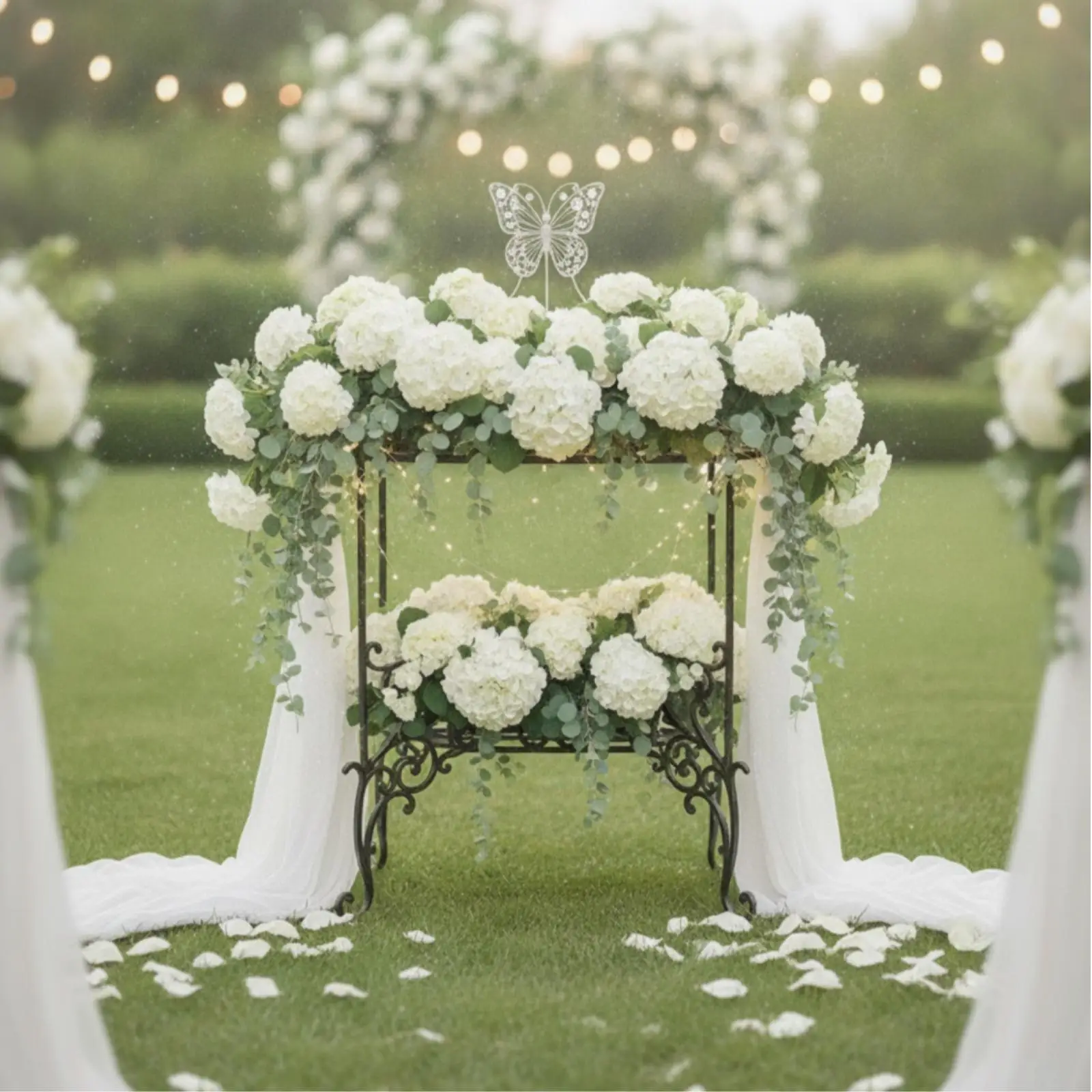 Double Layer Display Rack Two Tier Iron Flower Stand Round Openwork Plant Holder Stable Indoor Outdoor Display