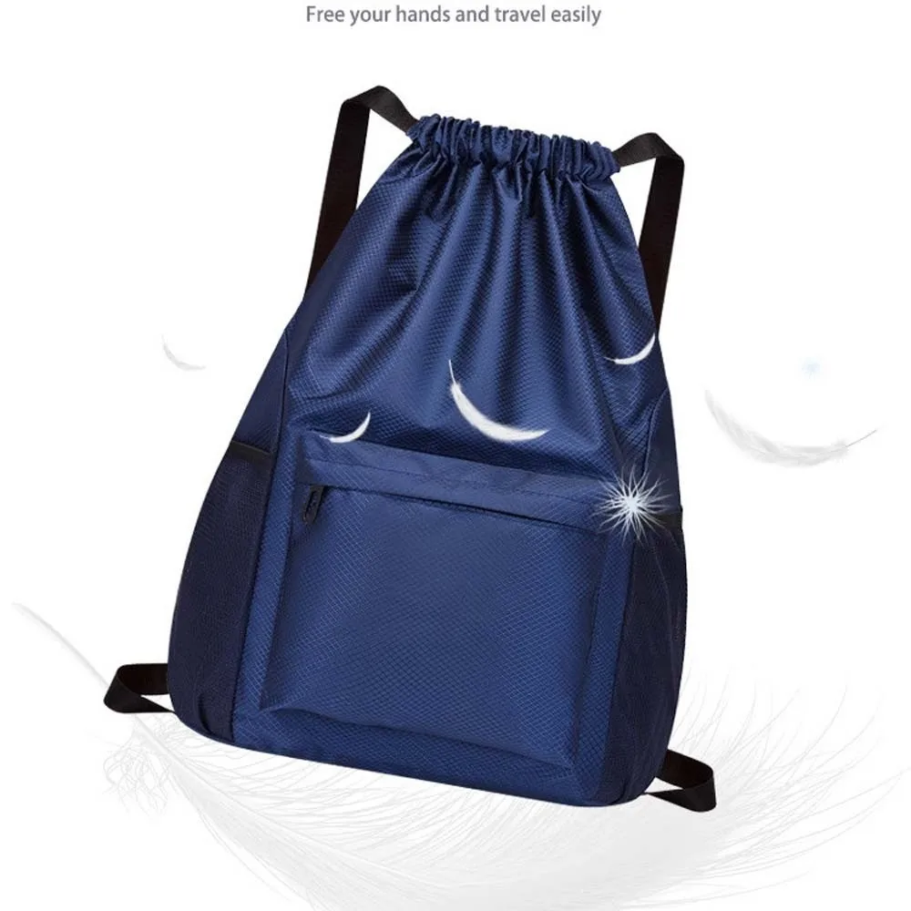 Portable Gym Drawstring Bag Quick Drying Large Capacity Oxford Cloth Backpack Adjustable Straps Anti-splash Water