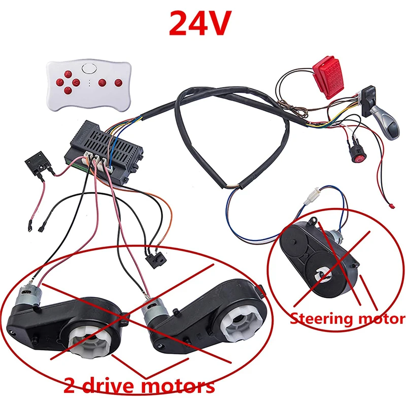 24V DIY zmodyfikowane przewody i zestaw przełączników, z pilotem Bluetooth 2.4G, dla dzieci Electric Ride On Car Accessories