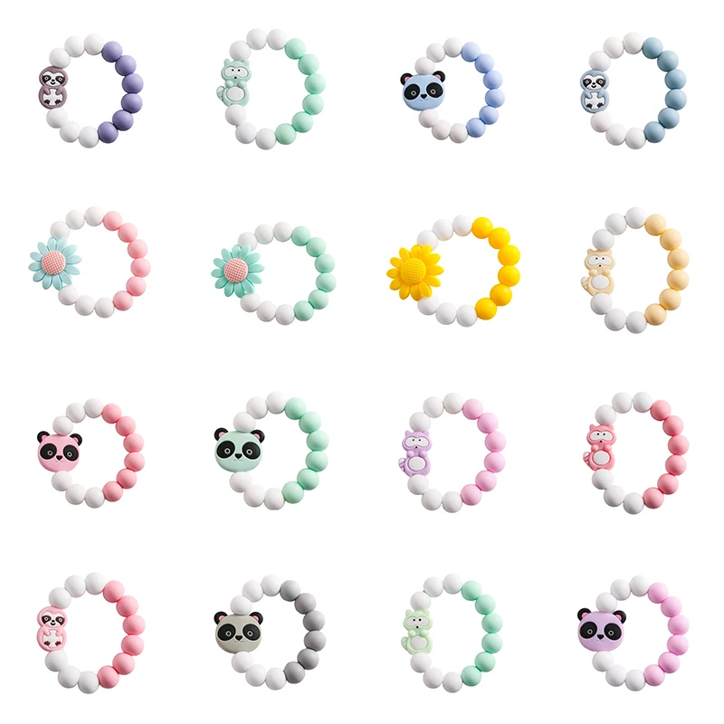 

Baby Silicone Teether Ring BPA Free Food-grade Bracelets For Newborn Baby Teething Toy Adornments For Cute Wear Soft Chewing Gum