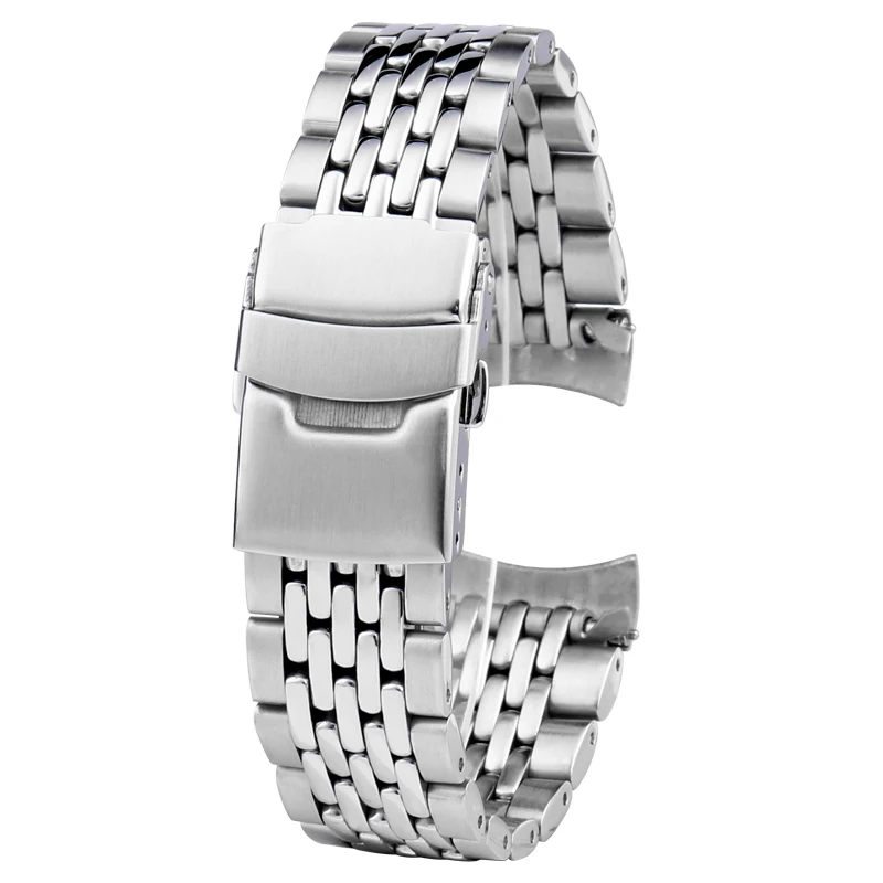 20mm 22mm Stainless Steel Watchband Men Solid Curved End Metal Accessories for Seiko SKX007 009 173 SSK003K1 Series Watch Strap