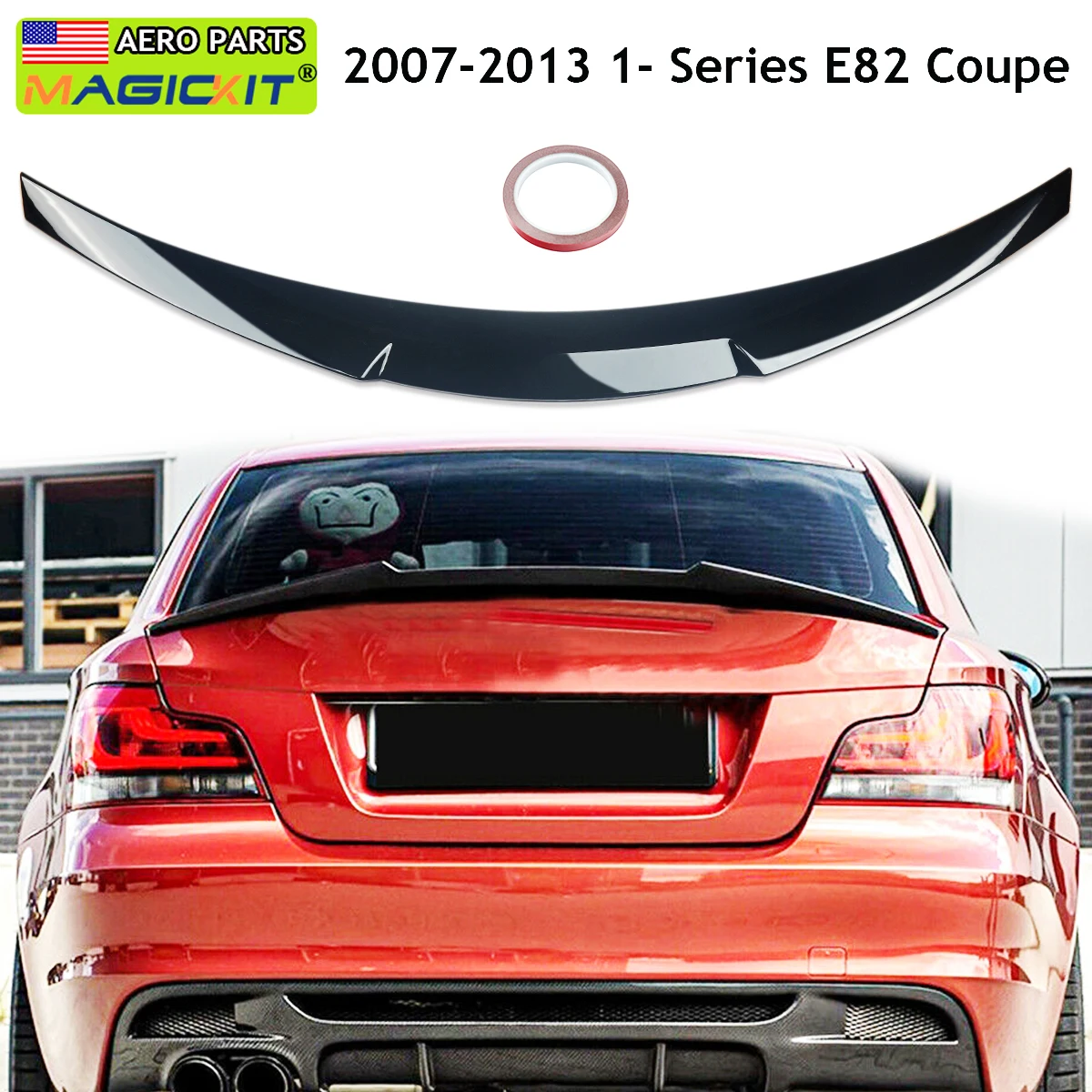 Magickit For BMW 1 Series E82 135i 125i 123d 120i 120d 2008 2009-2013 M4 Style Rear Trunk Lip Spolier Ducktail Rear Roof Wing