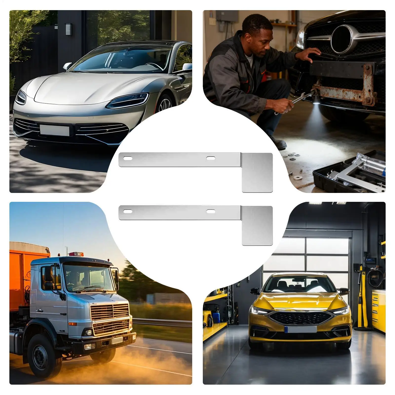 

License Sticker Mount Bracket 2 Pieces Shock-Absorbing Car Exterior Accessories Safety Check Sticker License Plate Bracket For