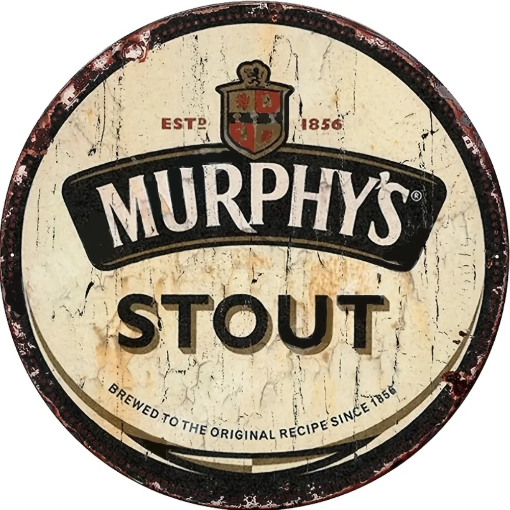 Murphy's Irish Stout Vintage Round Aluminum Sign - Pub Bar Man