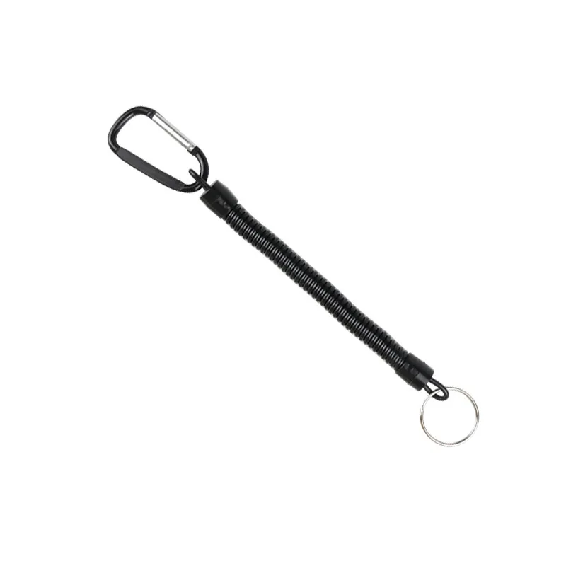Heavy Duty Fishing Lanyard Anti-Lost Steel Wire Core Spiral Tether with Rust-Proof Carabiner for Pliers Rods Keys